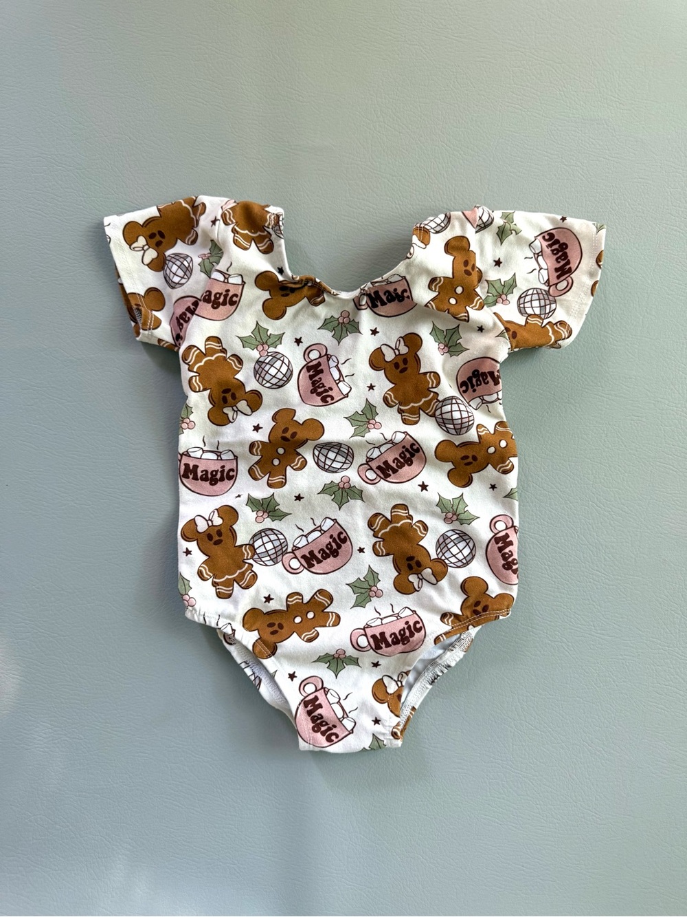 Disney Girls Christmas Minnie Mouse Gingerbread Leotard Bodysuit size 5